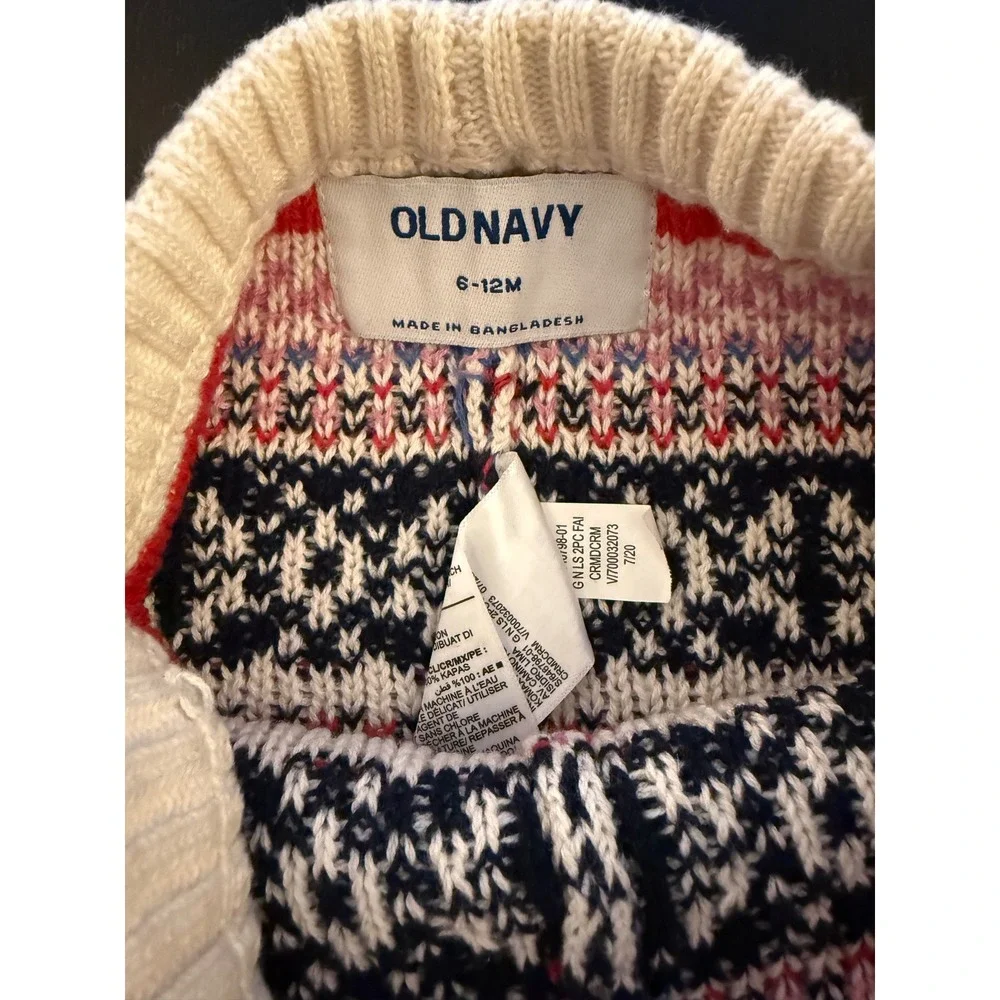 Old Navy Baby Cozy Fair Isle Sweater Leggings 6-12 Month Winter Cotton Knit Pant